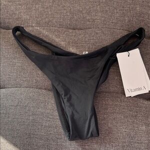 Vitamin A Black High-Cut Bikini Bottoms NEW size XS
